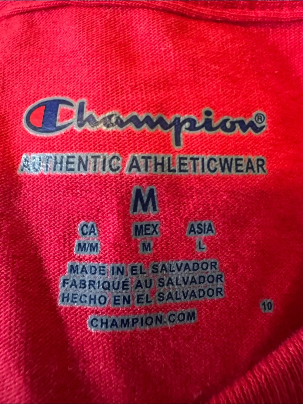 NWT Men's Champion Red Crewneck Logo T‑Shirt Sz M - Picture 7 of 9